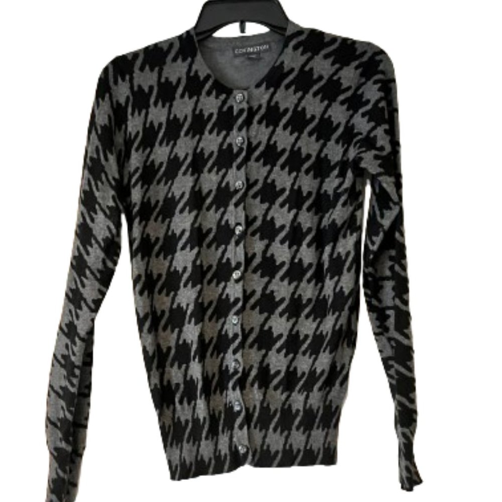 Covington Gray & Black Houndstooth Cardigan - Small